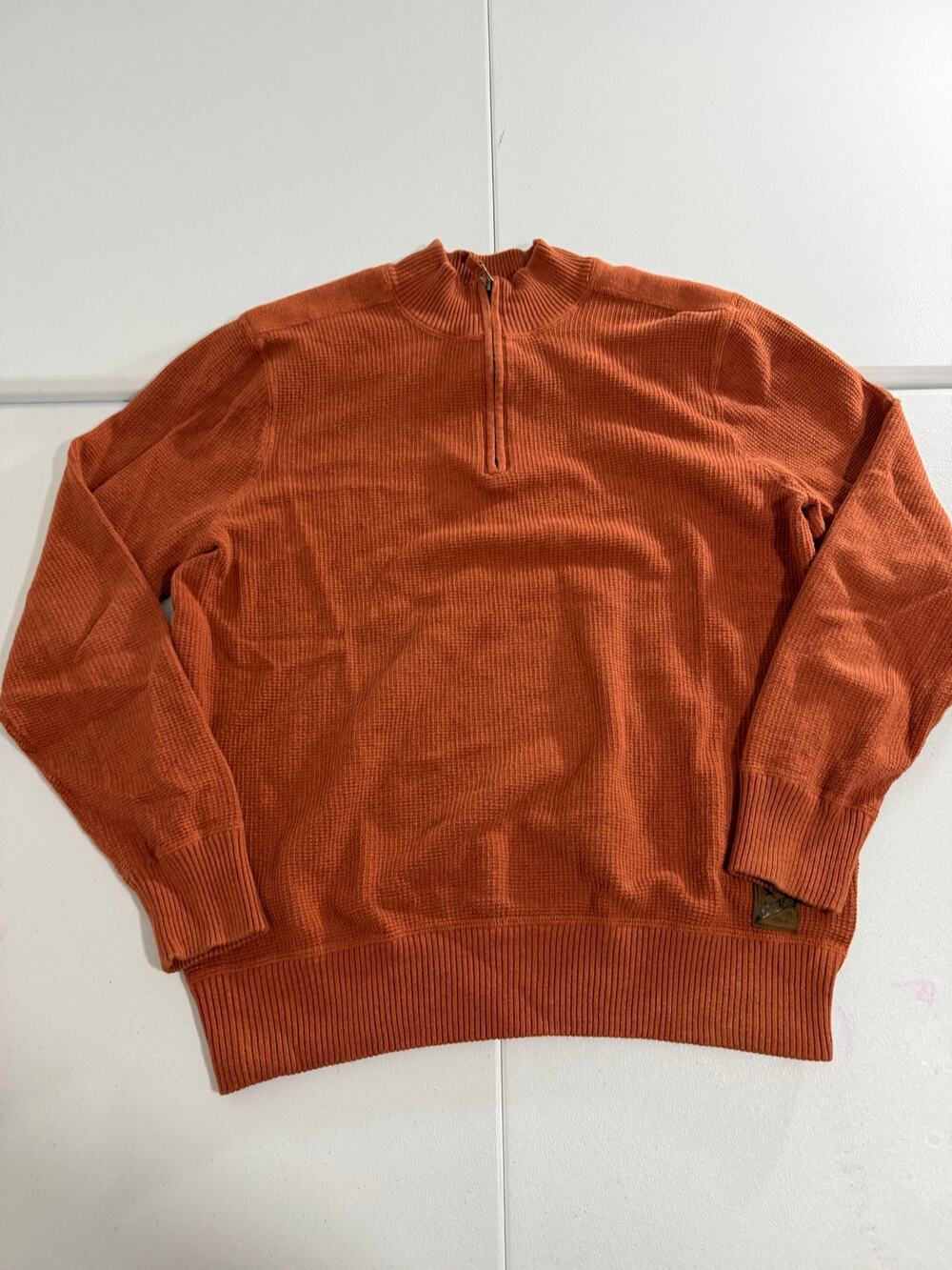 Eddie Bauer Sport Shop 1/4 Zip Sweater Men’s Tall XL Rust Orange Cotton Knit